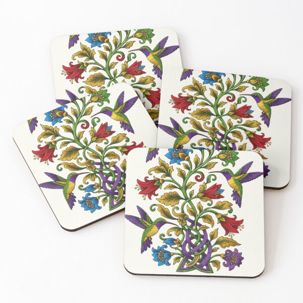 Item preview, Three Hummingbirds Among Spring Flowers designed and sold by Ciervo Primavera.