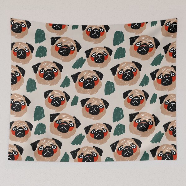 Item preview, Orange and Green Pug Pattern designed and sold by dreampik.