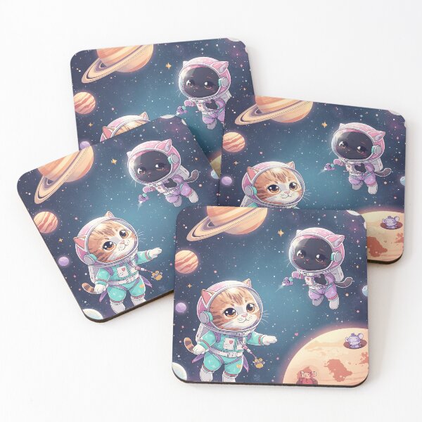 Item preview, Pastel Kitty Duo: Astro-Cats Exploring the Galaxy designed and sold by MoonlitDoodles1.