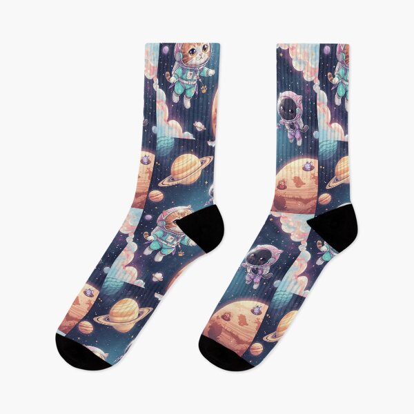 Item preview, Pastel Kitty Duo: Astro-Cats Exploring the Galaxy designed and sold by MoonlitDoodles1.