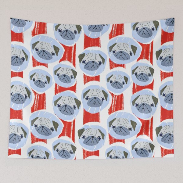 Item preview, Blue and Red Pug Circle Pattern designed and sold by dreampik.