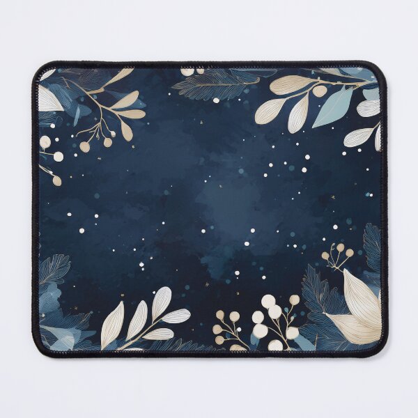 Item preview, Dark blue winter holiday foliage, navy blue and beige winter season minimalist botanicals, watercolor painting leaves designed and sold by navitalidesign.