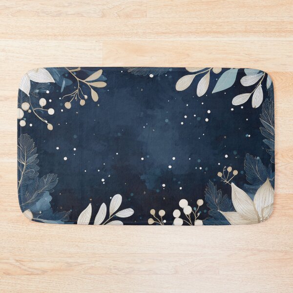 Item preview, Dark blue winter holiday foliage, navy blue and beige winter season minimalist botanicals, watercolor painting leaves  designed and sold by navitalidesign.