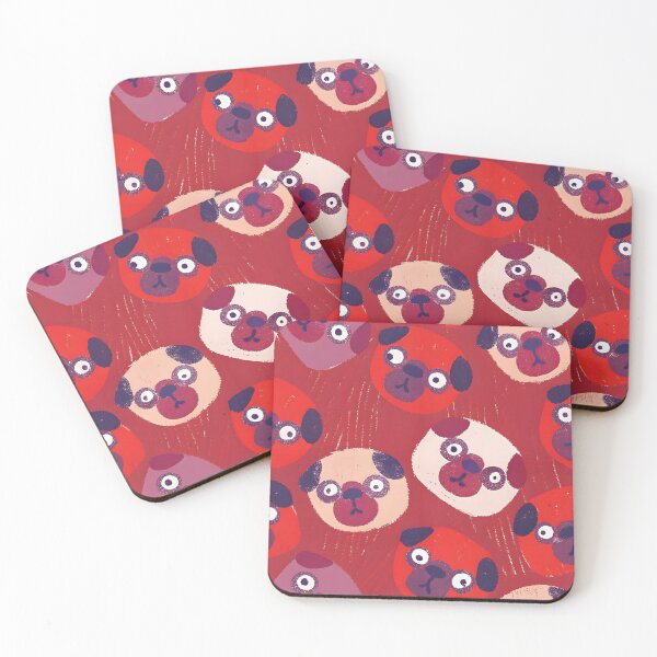 Item preview, Red Background Pug Pattern designed and sold by dreampik.