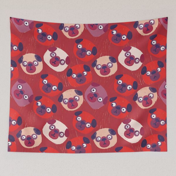 Item preview, Red Background Pug Pattern designed and sold by dreampik.