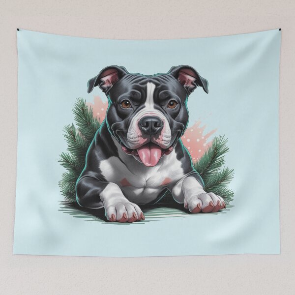 Item preview, Black and White Pitbull Christmas Dog lover designed and sold by PetArt  ⭐⭐⭐⭐⭐.