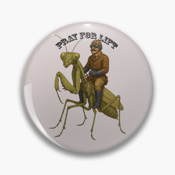 Item preview, Vintage Pilot with Leather Jacket and Goggles Riding a Giant Praying Mantis URM designed and sold by urmaddad.