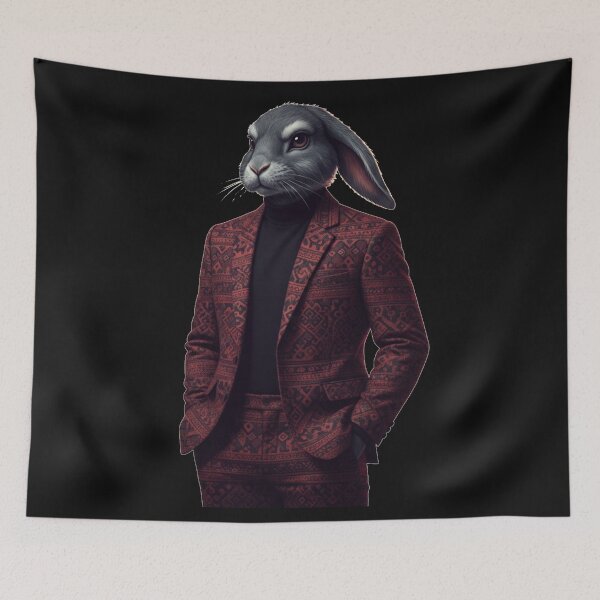 Item preview, The Dapper Berber Rabbit: Vintage Moroccan Rug Streetwear Art designed and sold by designwiss.