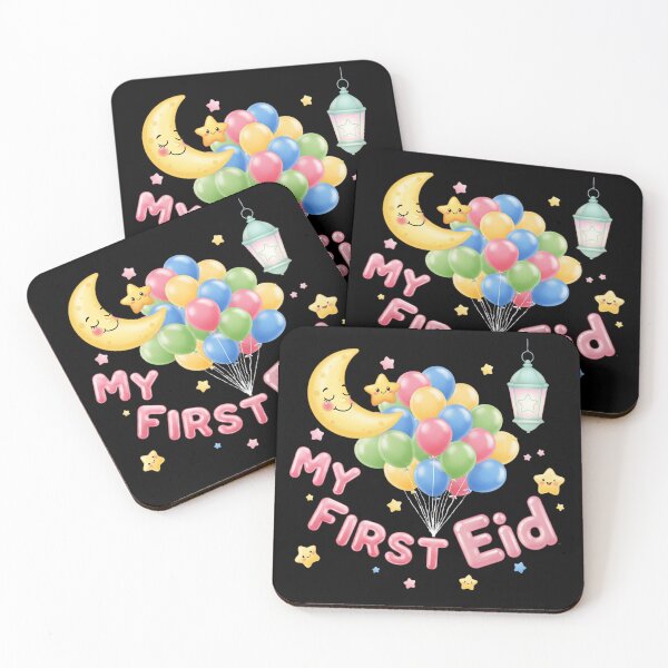 Item preview, "My First Eid" Pastel Balloons, Cookie Letters & Smiling Moon (V.2) designed and sold by D-Islamic.