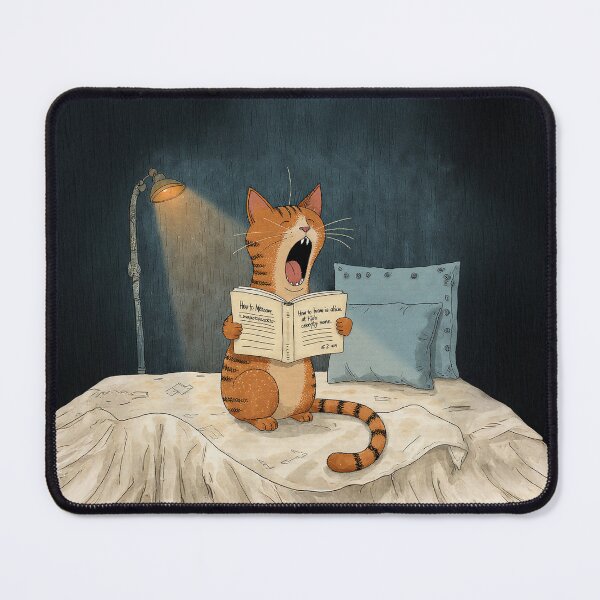 Item preview, Sleepy Reader Cat – Midnight Lessons in Nothingness designed and sold by Whimsical Hug.