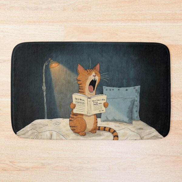 Item preview, Sleepy Reader Cat – Midnight Lessons in Nothingness designed and sold by Whimsical Hug.