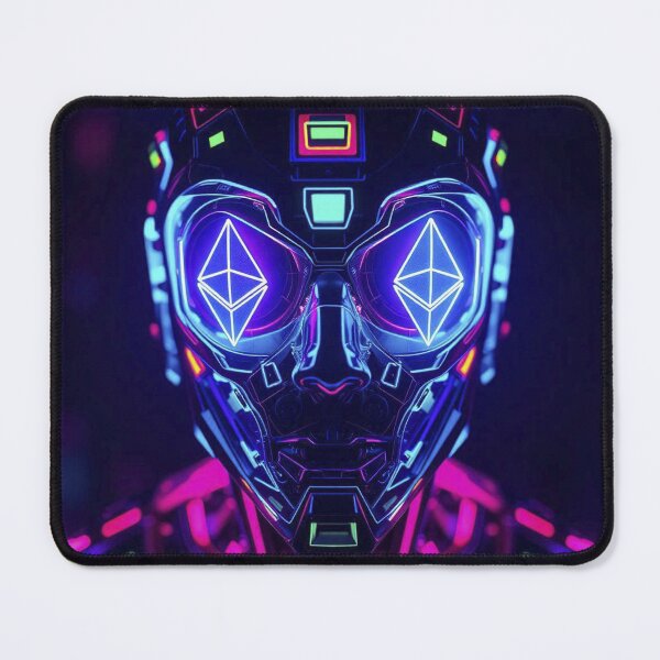 Item preview, Ethereum Neon Cyber Guardian – Futuristic AI Web3 Freedom Art designed and sold by Benito Del Ray.