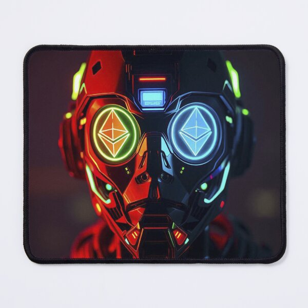 Item preview, Ethereum Visionary Cyborg – AI Blockchain Awakening Digital Consciousness designed and sold by Benito Del Ray.