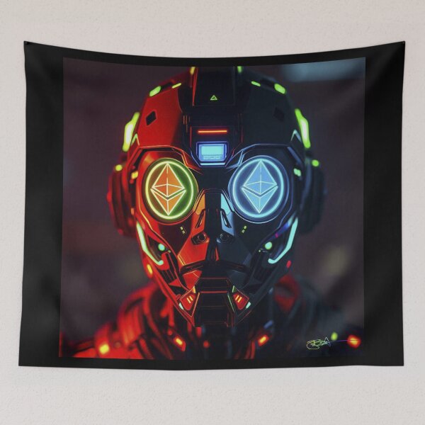Item preview, Ethereum Visionary Cyborg – AI Blockchain Awakening Digital Consciousness designed and sold by Benito Del Ray.