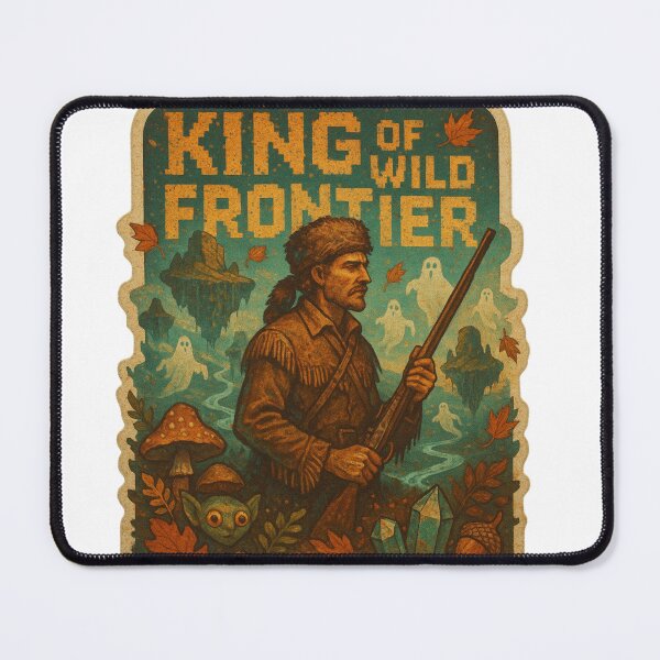 Item preview, Davy Crockett King of the Wild Frontier Surreal Tee - Cyberpunk Wilderness Adventure Sticker with Goblincore Twist designed and sold by GeniePixel.