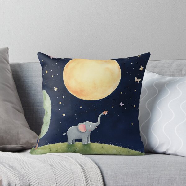 Item preview, Little Elephant and the Moon – Dreamy Night Scene designed and sold by Whimsical Hug.