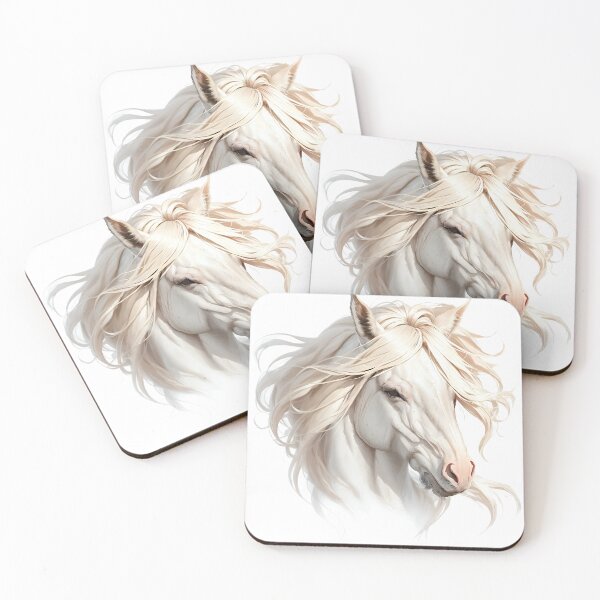 Item preview, Majestic White Arabian Stallion Portrait with Flowing Mane designed and sold by Khala.