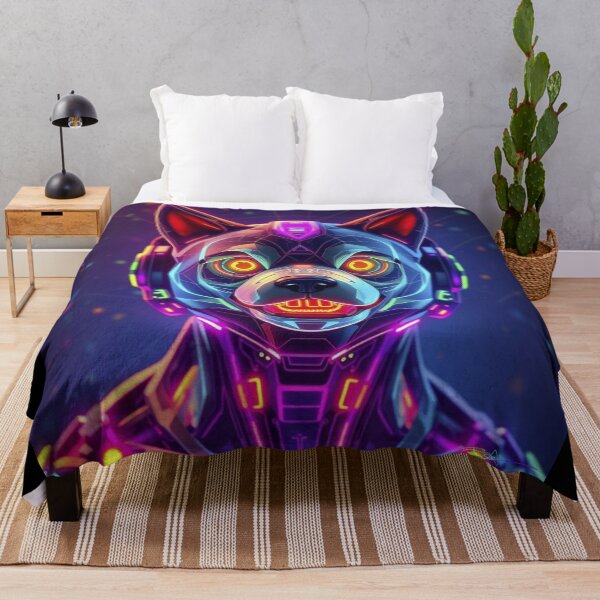 Item preview, Neon Husky Crypto Warrior – Bitcoin Ethereum Dogecoin NFT Style Digital Art designed and sold by Benito Del Ray.