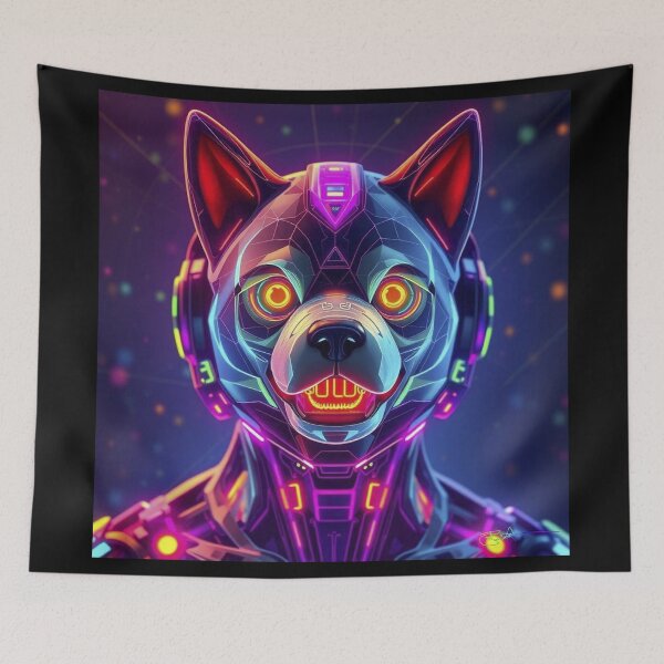 Item preview, Neon Husky Crypto Warrior – Bitcoin Ethereum Dogecoin NFT Style Digital Art designed and sold by Benito Del Ray.