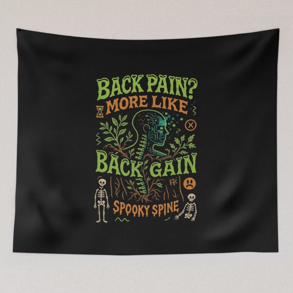 Item preview, Back Pain Meme Quote T-Shirt - Spooky Spine Glitchcore Sticker with Cyberpunk Humor and Goblincore Wellness designed and sold by GeniePixel.