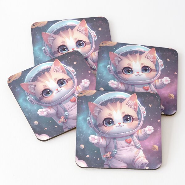 Item preview, Striped Astro-Kitten: Pink Space Explorer Portrait designed and sold by MoonlitDoodles1.