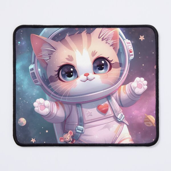 Item preview, Striped Astro-Kitten: Pink Space Explorer Portrait designed and sold by MoonlitDoodles1.