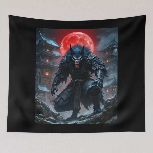 Item preview, Japanese Werewolf Warrior: Oni Blood Moon 日本の人狼武者：鬼の血月 designed and sold by CamillaCreation.