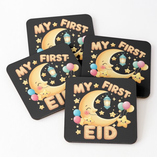 Item preview, "My First Eid" Smiling Moon, Cookie Letters & Festive Balloons (V.2) designed and sold by D-Islamic.