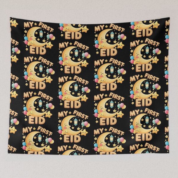 Item preview, "My First Eid" Smiling Moon, Cookie Letters & Festive Balloons (V.2) designed and sold by D-Islamic.