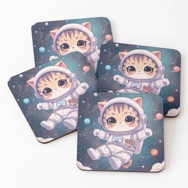 Item preview, Chibi Astro-Cat: Striped Explorer in Pink Galaxy designed and sold by MoonlitDoodles1.