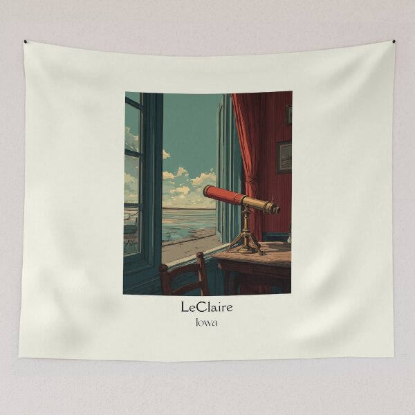 Item preview, LeClaire Iowa River View | Antique Telescope Poster designed and sold by TuncGK.