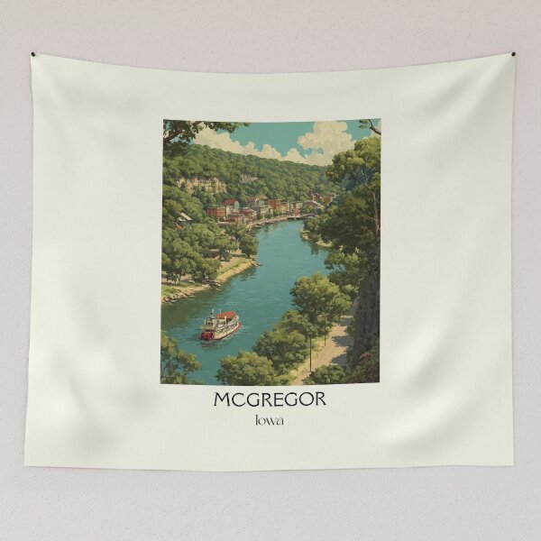 Item preview, McGregor Iowa River Town | Mississippi River View Poster designed and sold by TuncGK.