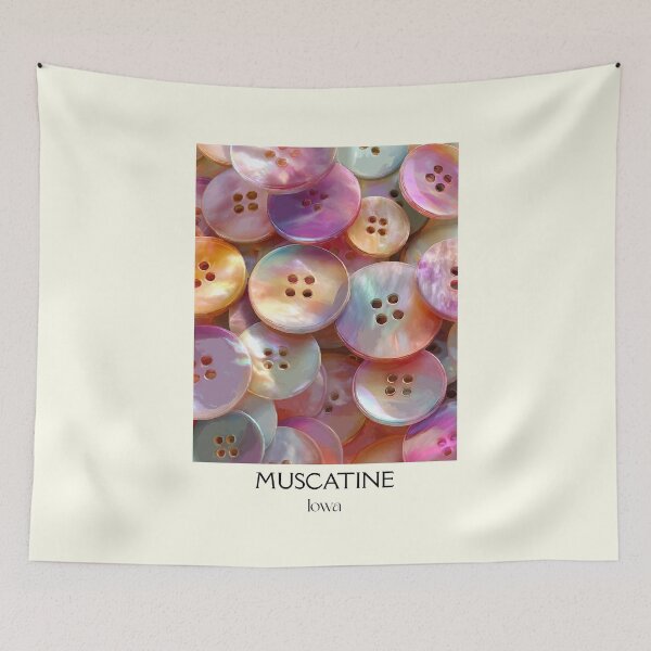 Item preview, Muscatine Iowa Pearl Buttons | River Town History Poster designed and sold by TuncGK.