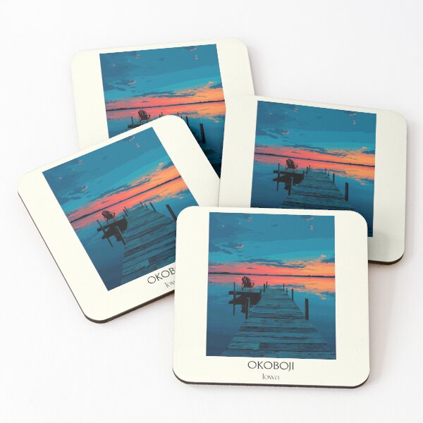 Item preview, Okoboji Iowa Great Lakes | Sunset Dock Poster designed and sold by TuncGK.