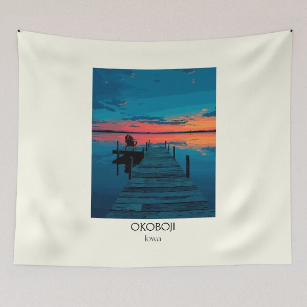 Item preview, Okoboji Iowa Great Lakes | Sunset Dock Poster designed and sold by TuncGK.