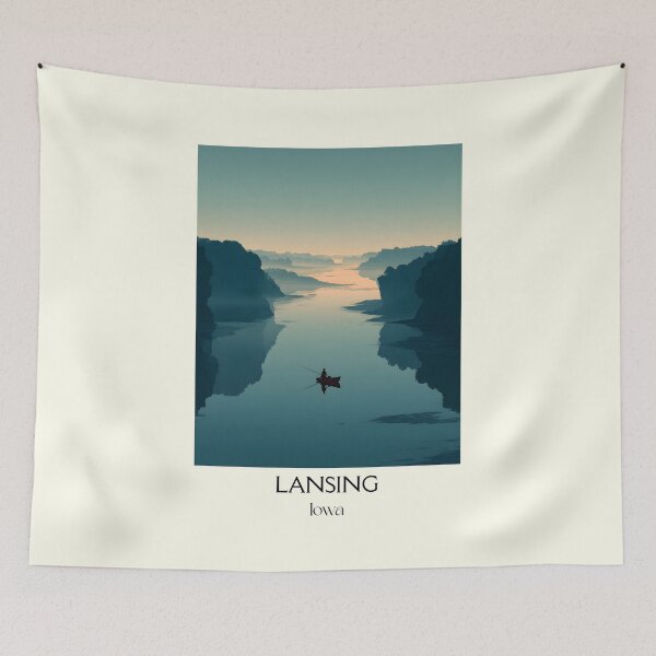 Item preview, Lansing Iowa River Morning | Mississippi River Poster designed and sold by TuncGK.