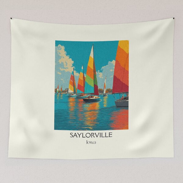 Item preview, Saylorville Iowa Lake | Colorful Sailboats Poster designed and sold by TuncGK.
