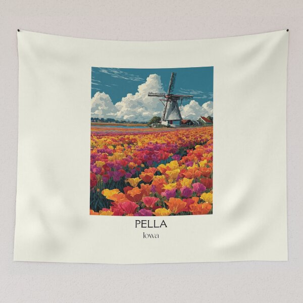 Item preview, Pella Iowa Tulip Fields | Dutch Windmill Poster designed and sold by TuncGK.