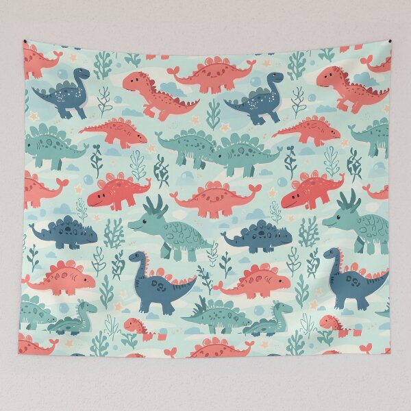 Item preview, Ultimate Soft Aesthetic Dino Galaxy Dream Maximalist Kawaii Pattern designed and sold by MoonlitDoodles1.