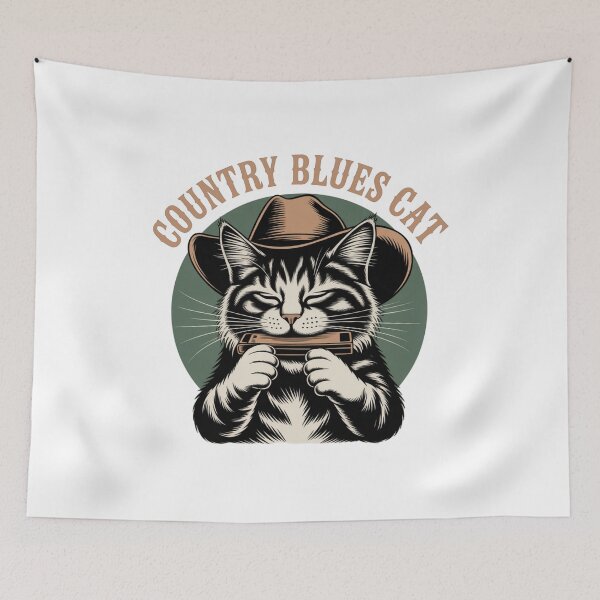 Item preview, Vintage Country Blues Cat Cartoon Art Rustic Music Vibes designed and sold by chattsuede.