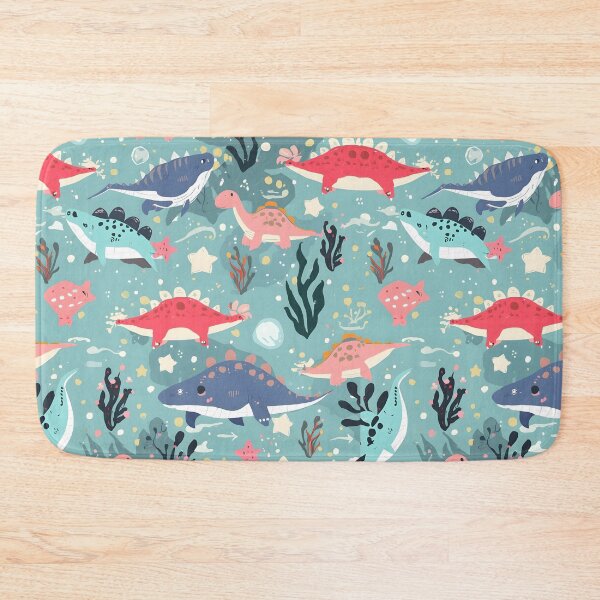 Item preview, Dusty Coral & Teal Dino Garden Pattern | Sweet Botanical Nursery Aesthetic designed and sold by MoonlitDoodles1.