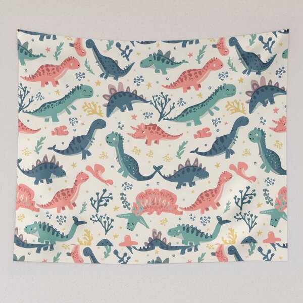 Item preview, Playful Prehistoric Ocean Friends Pattern | Unique Dino Seaweed Aesthetic designed and sold by MoonlitDoodles1.
