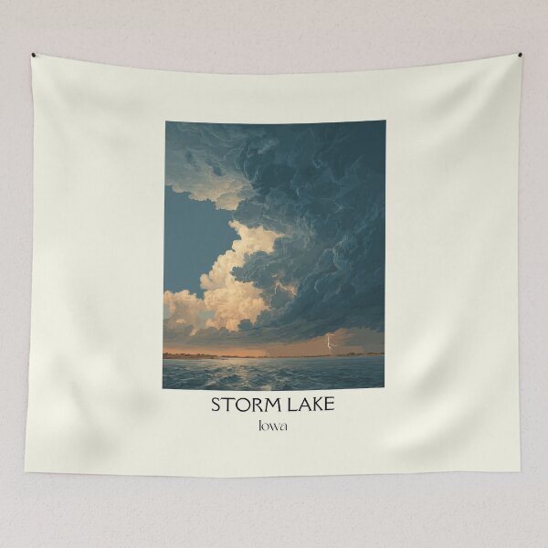 Item preview, Storm Lake Iowa Dramatic Sky | Lakeside Weather Poster designed and sold by TuncGK.