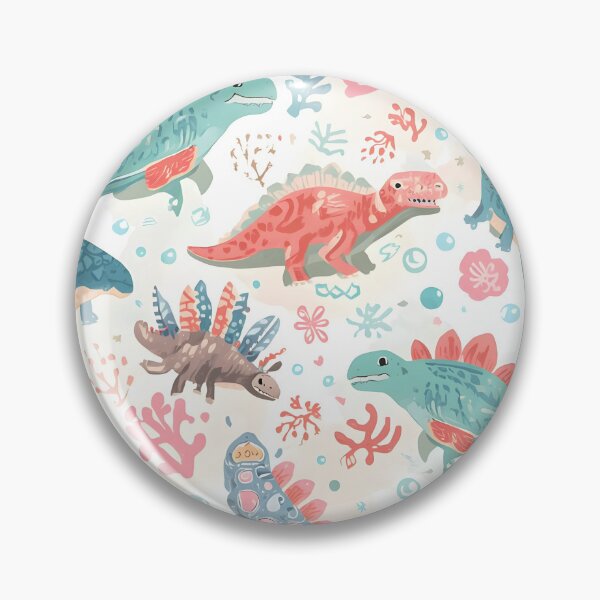 Item preview, Playful Dino Apothecary Pattern | Coral, Aqua & Mint Folk Art Design designed and sold by MoonlitDoodles1.
