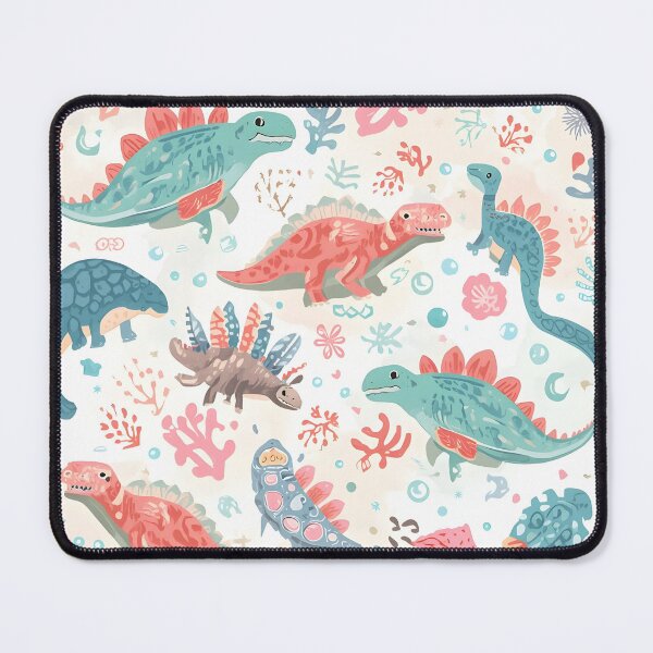 Item preview, Playful Dino Apothecary Pattern | Coral, Aqua & Mint Folk Art Design designed and sold by MoonlitDoodles1.