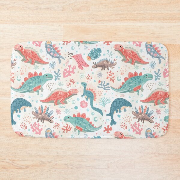 Item preview, Playful Dino Apothecary Pattern | Coral, Aqua & Mint Folk Art Design designed and sold by MoonlitDoodles1.