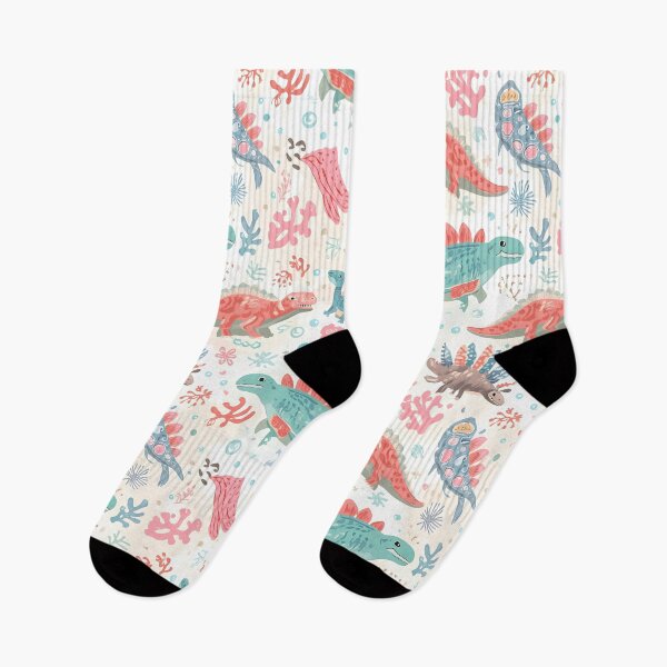 Item preview, Playful Dino Apothecary Pattern | Coral, Aqua & Mint Folk Art Design designed and sold by MoonlitDoodles1.