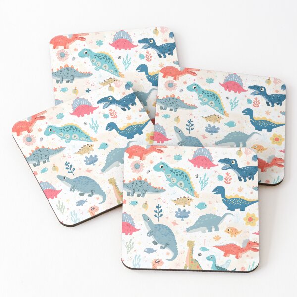 Item preview, Vibrant Prehistoric Marine Reptile Pattern | Coral & Mint Sea-Folk Art designed and sold by MoonlitDoodles1.