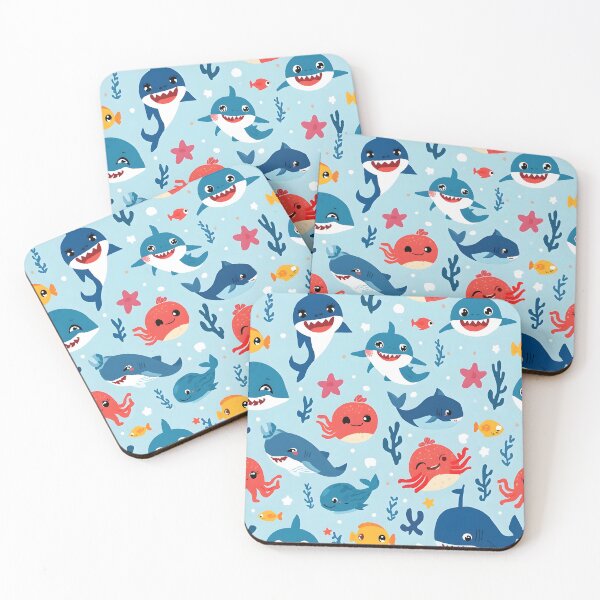 Item preview, Kawaii Ocean Friends Pattern | Happy Sharks, Octopuses & Whales Design designed and sold by MoonlitDoodles1.