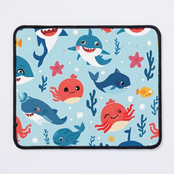 Item preview, Kawaii Ocean Friends Pattern | Happy Sharks, Octopuses & Whales Design designed and sold by MoonlitDoodles1.